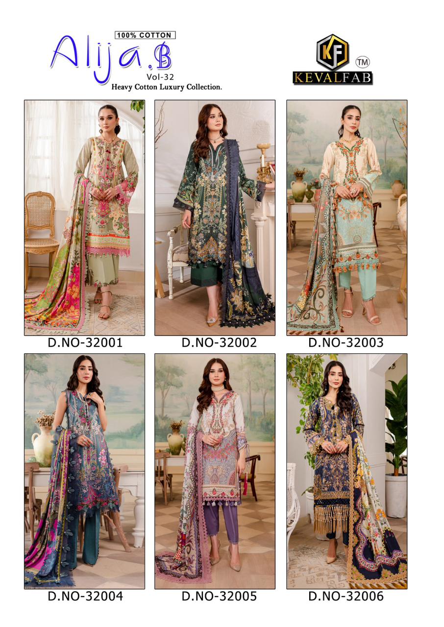 Keval Alija B Vol 32 Heavy Cotton Luxury Dress Material Collection