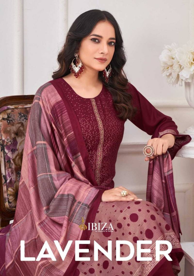 Ibiza Lavender Viscose Pashmina Salwar Kameez Collection