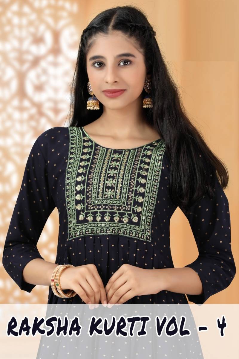 Raksha Kurti Vol 4 Rayon Printed Kids Collection