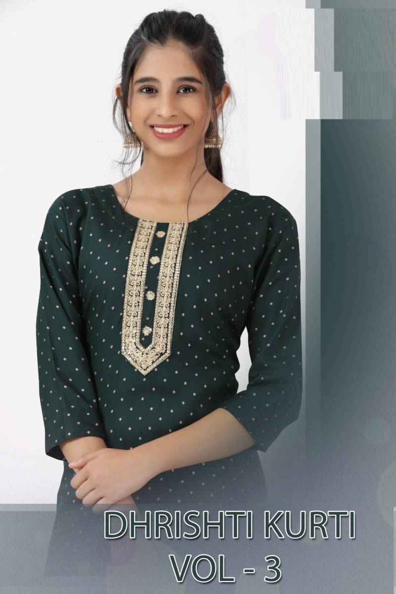 Dhrishti Kurti Vol 3 Rayon Printed Kids Collection