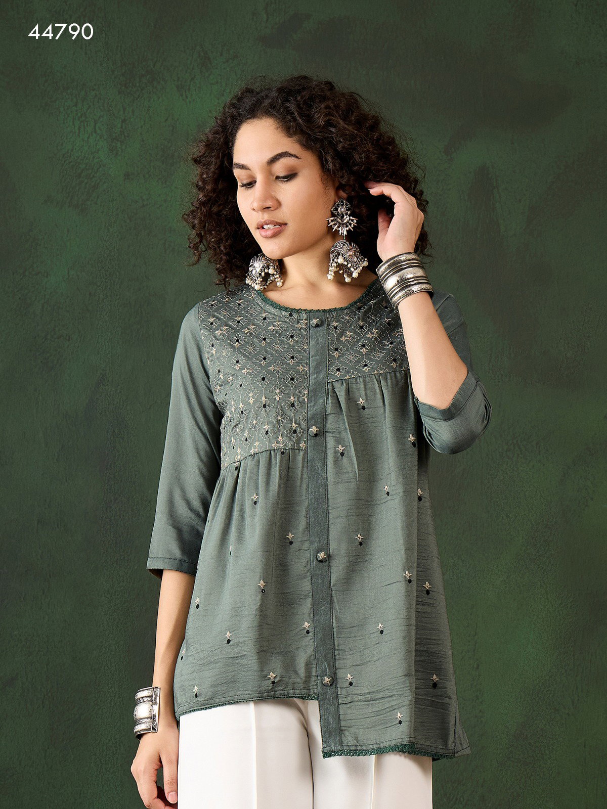 Kiara 44790 Embroidered Shop Top Collection