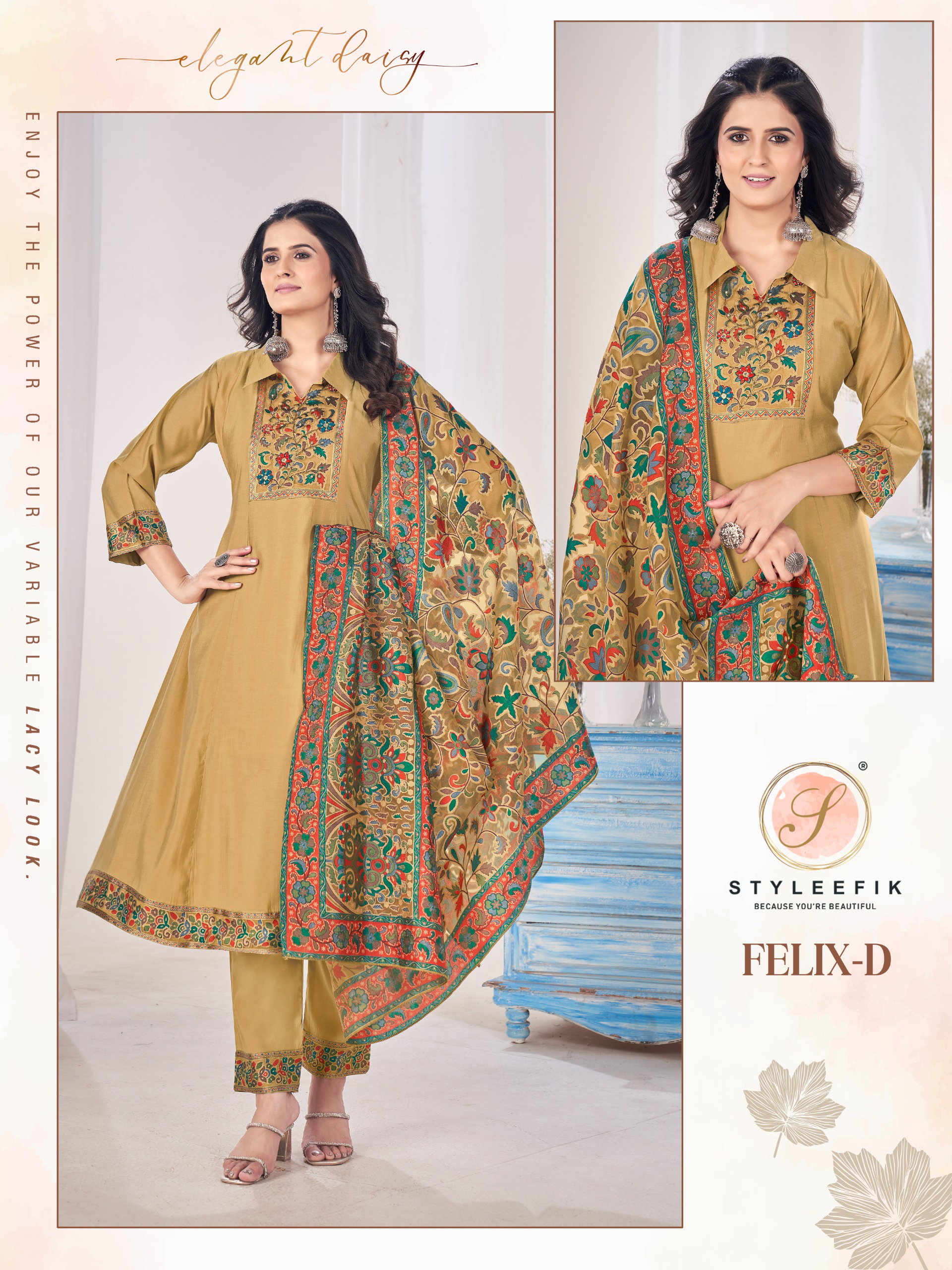 Anarkali Style Felix D Printed Top And Bottom With Dupatta Collection