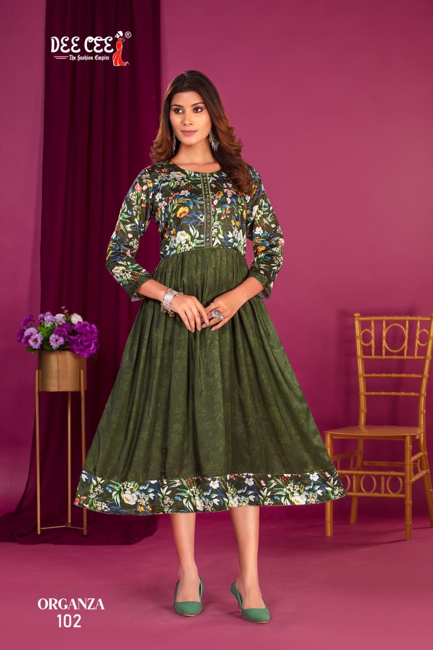 Deecee Organza Fancy Digital Printed Kurti Collection