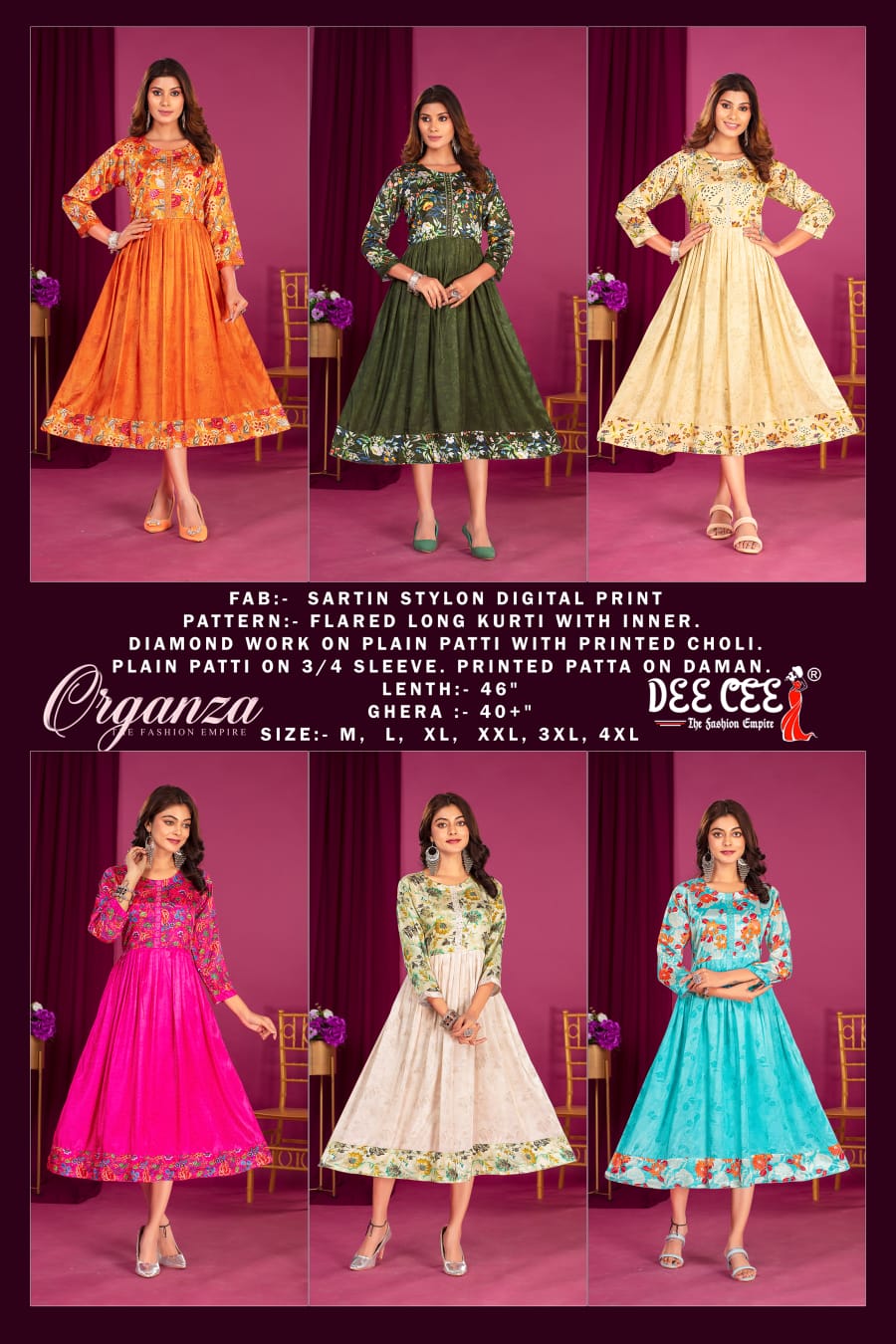 Deecee Organza Fancy Digital Printed Kurti Collection