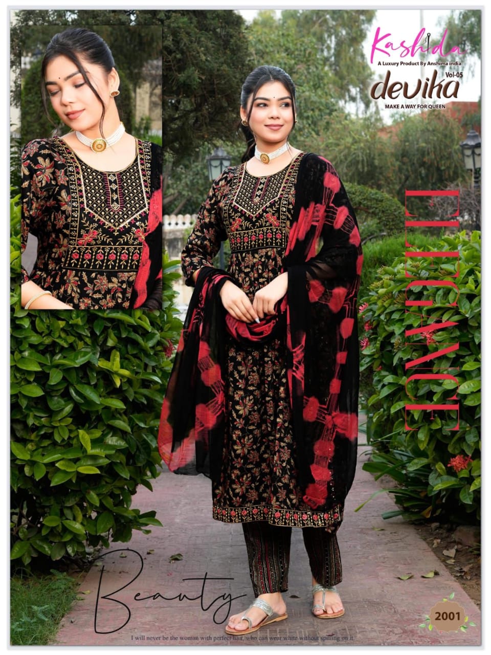 Kashida Devika Vol 5 Foil Printed Kurti Bottom With Dupatta