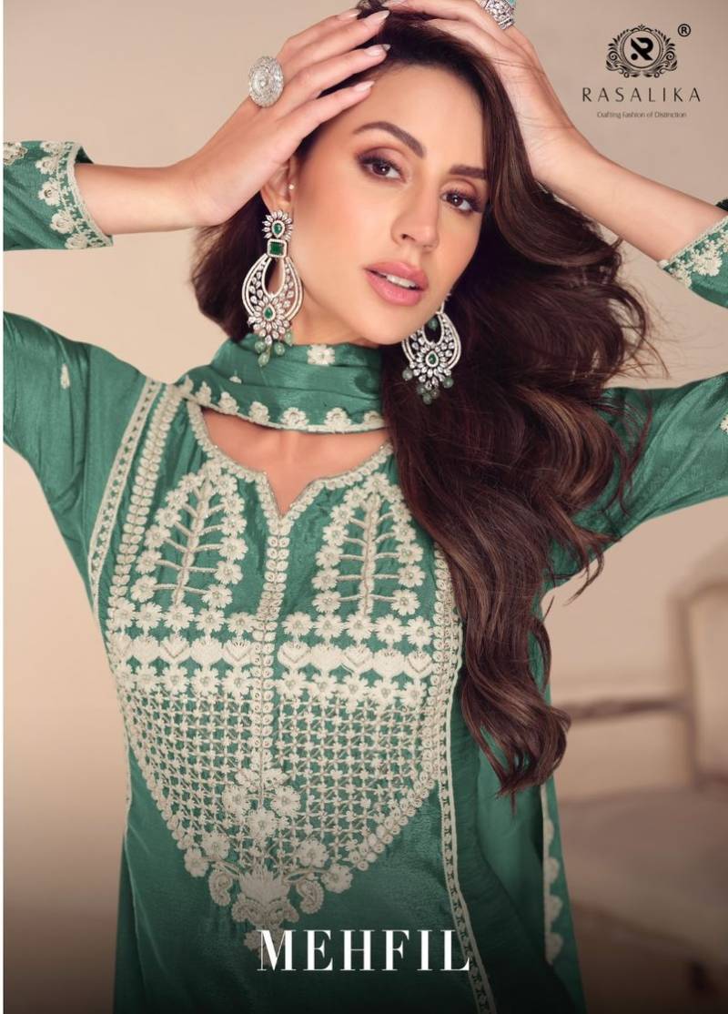 Rasalika Mehfil Chinon Silk Salwar Kameez Collection