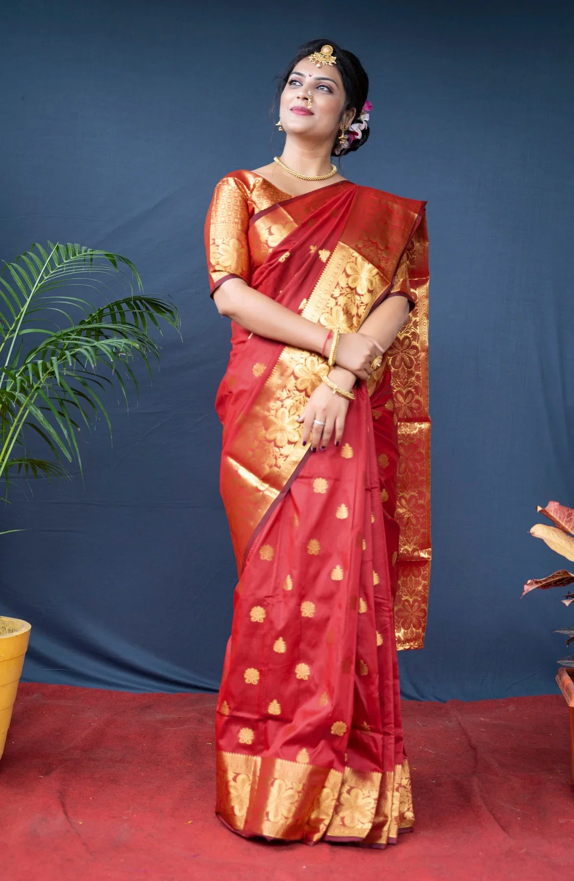 MC 340 RED kanjivaram silk saree collection