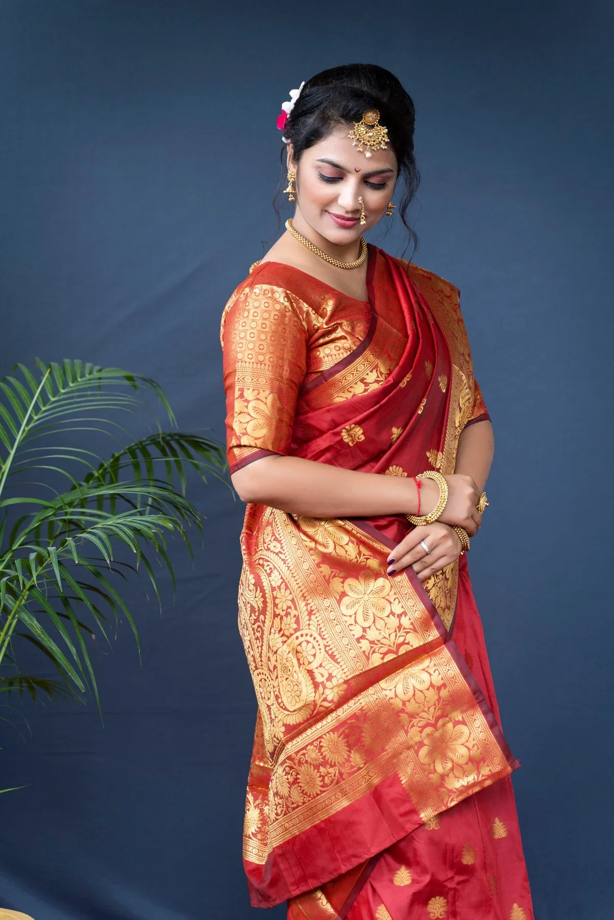 MC 340 RED kanjivaram silk saree collection