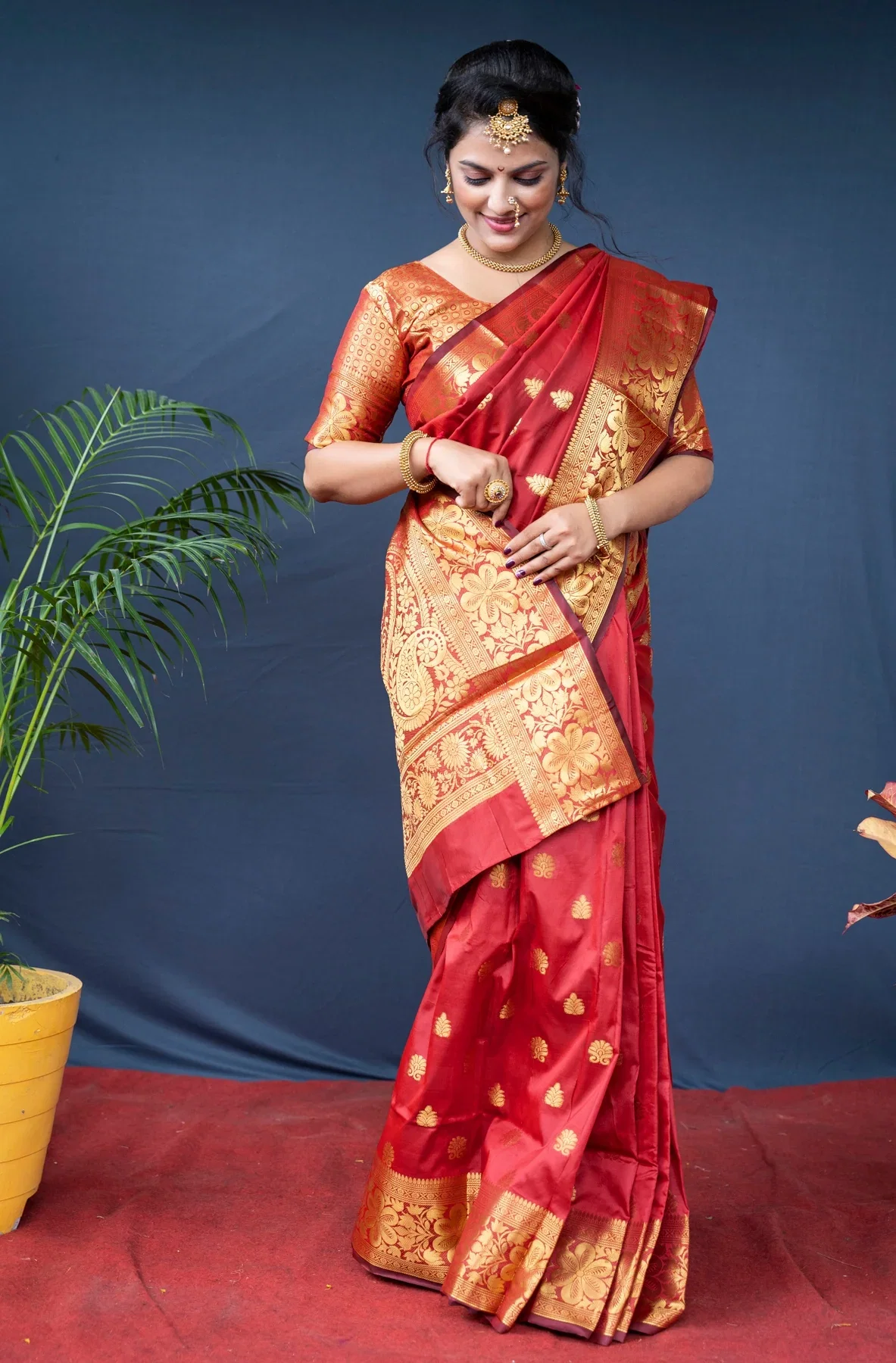 MC 340 RED kanjivaram silk saree collection