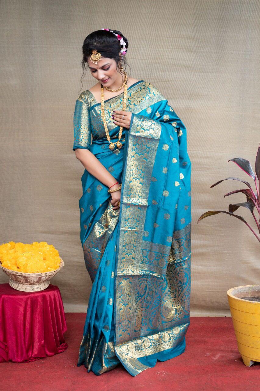 MC 340 S BLUE kanjivaram silk saree collection