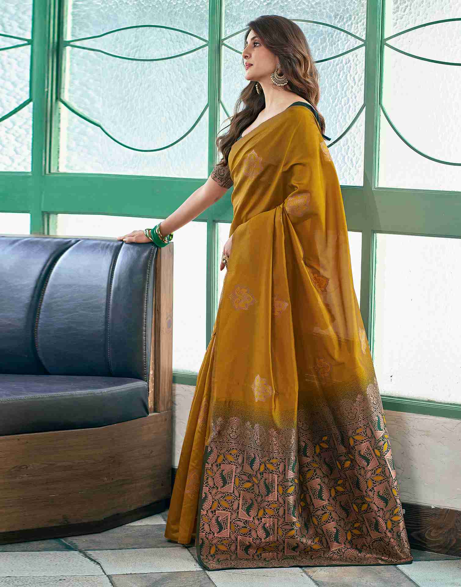 MC 667 Yellow Kanjivaram Silk Saree Collection
