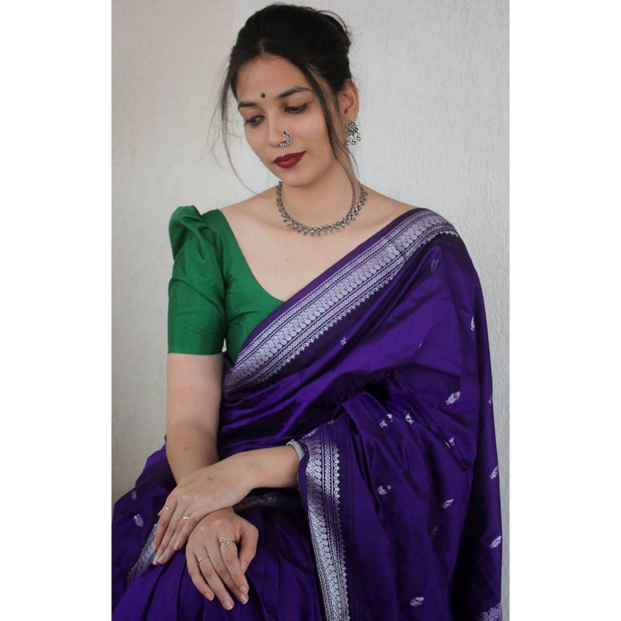 MC 632 Purple Kanjivaram Silk Single Saree Collection