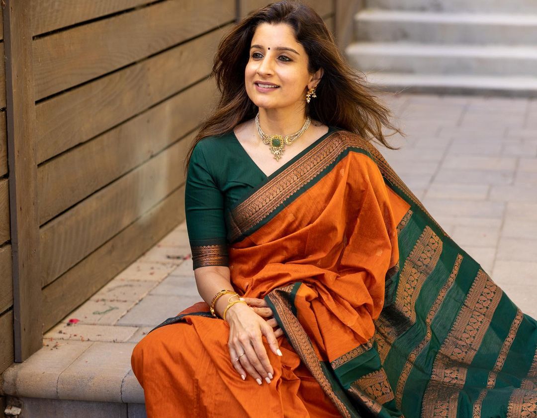 MC 610 ORANGE GREEN Banarasi silk saree collection