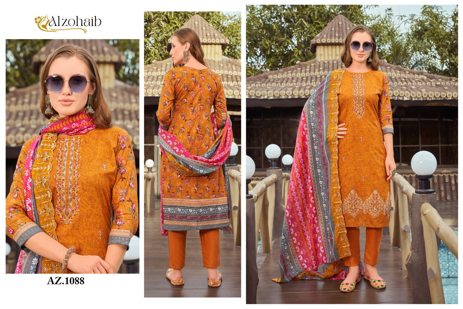 Alzohaib Az 1086 To 1089 Chiffon Dupatta Pakistani Suits