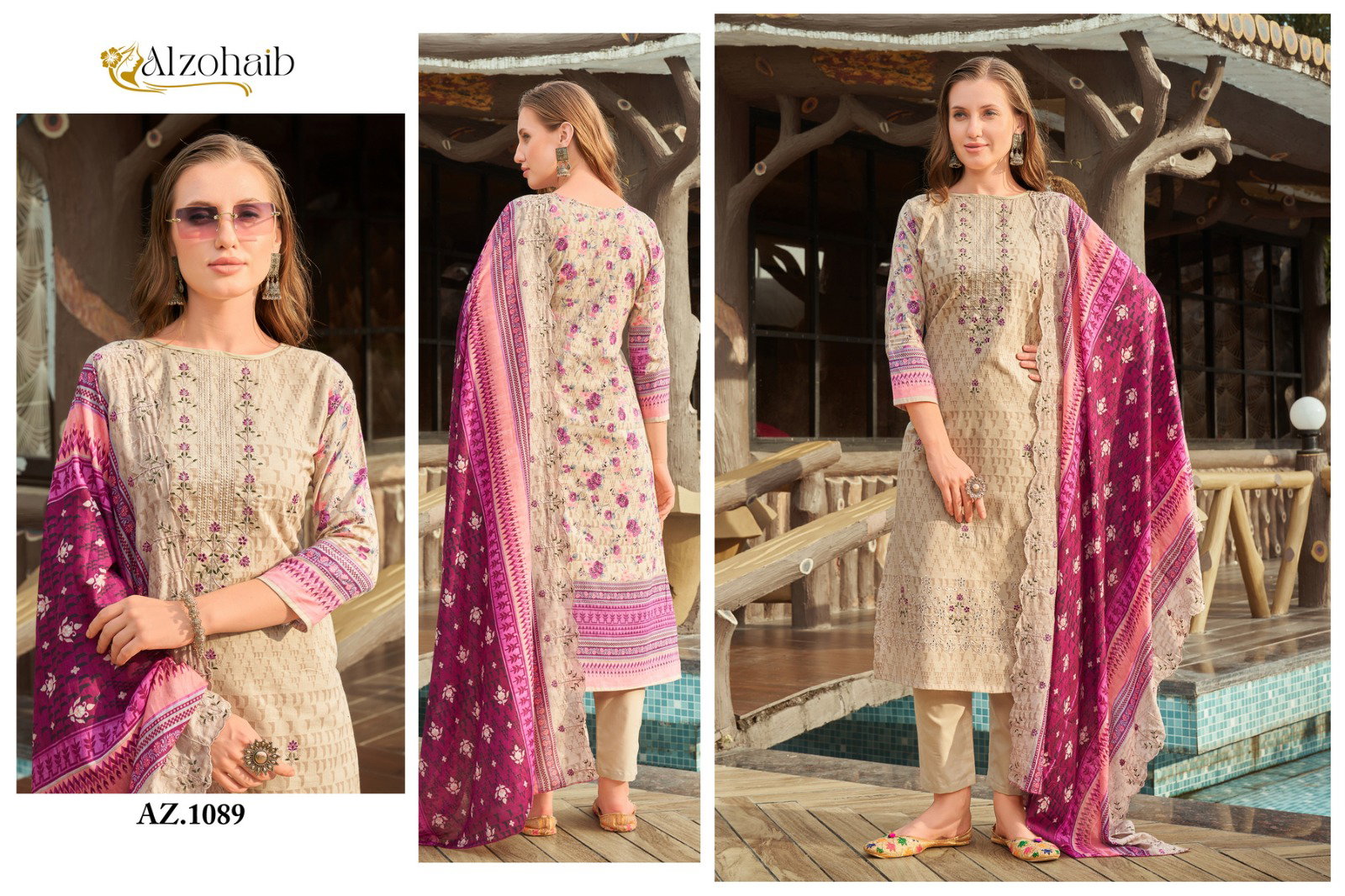Alzohaib Az 1086 To 1089 Chiffon Dupatta Pakistani Suits