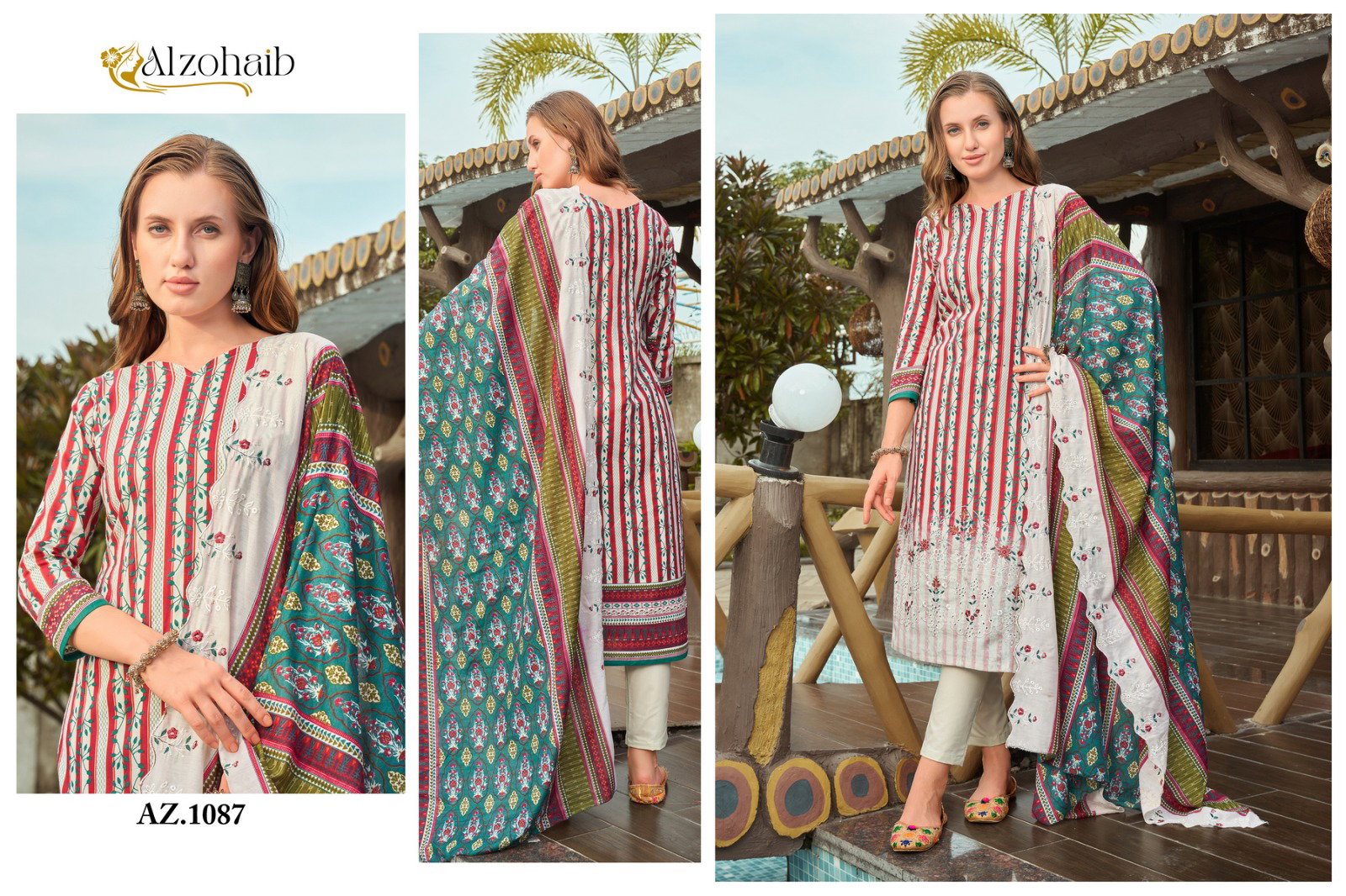 Alzohaib Az 1086 To 1089 Chiffon Dupatta Pakistani Suits