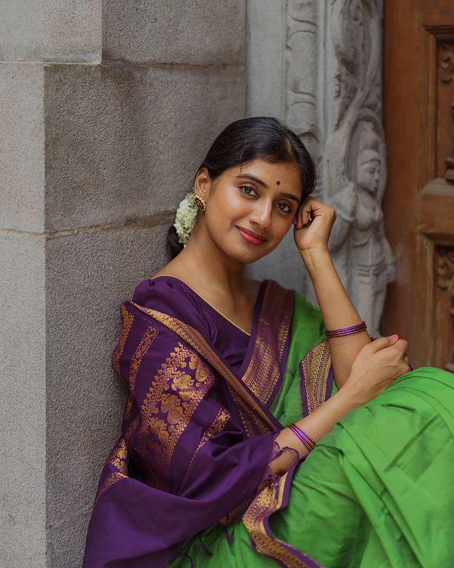 MC 610 GREEN PURPLE Banarasi silk saree collection
