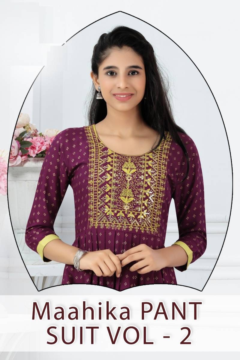 Maahika Pant Suit Vol 2 Rayon Printed Kurti Collection