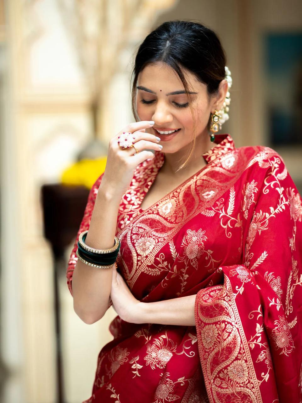MC 618 RED kanjivaram silk saree collection