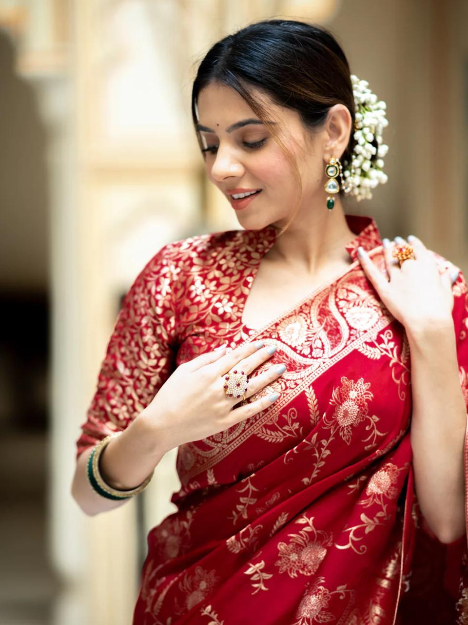 MC 618 RED kanjivaram silk saree collection