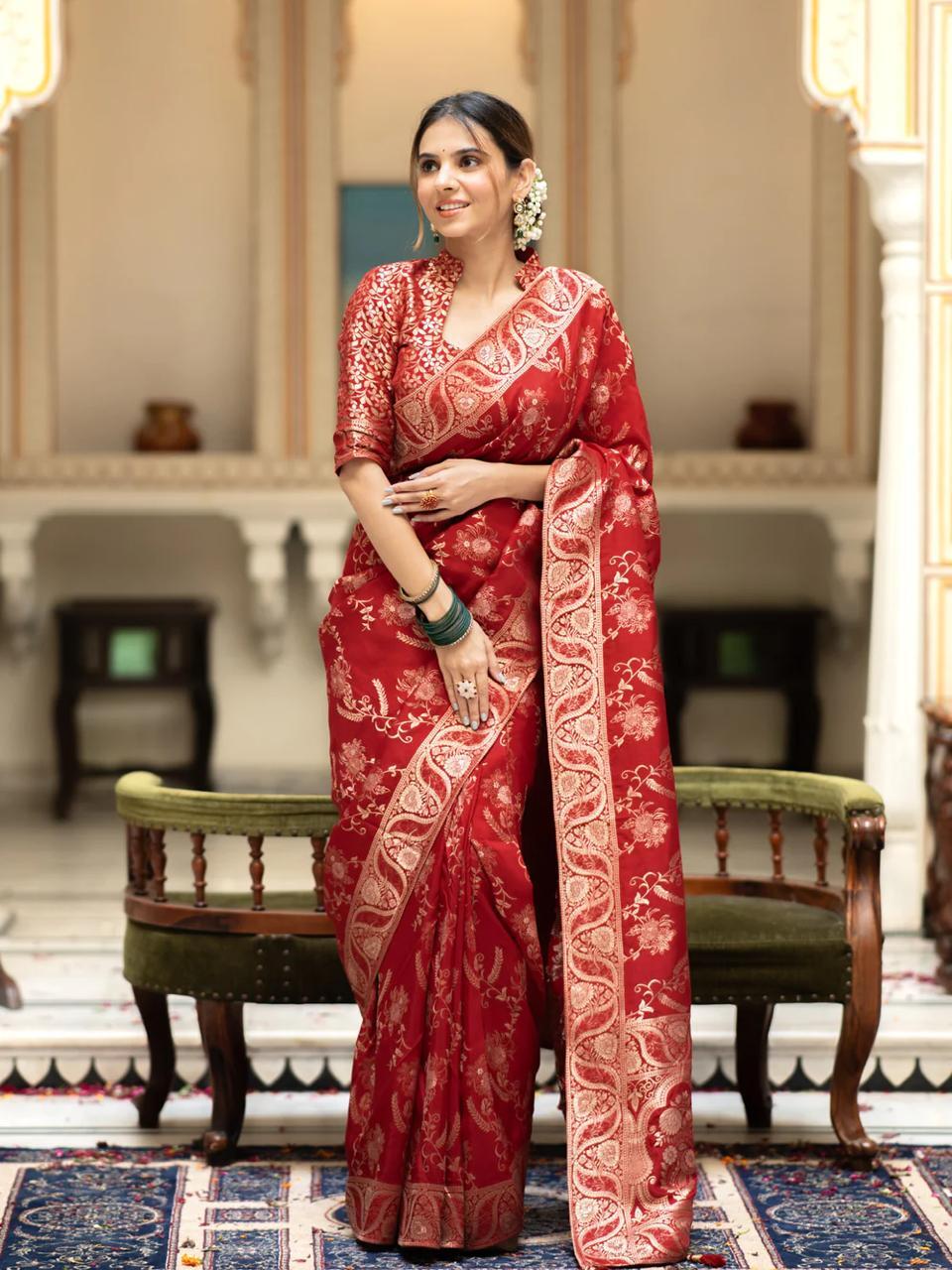MC 618 RED kanjivaram silk saree collection
