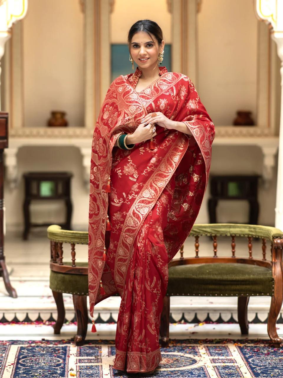 MC 618 RED kanjivaram silk saree collection