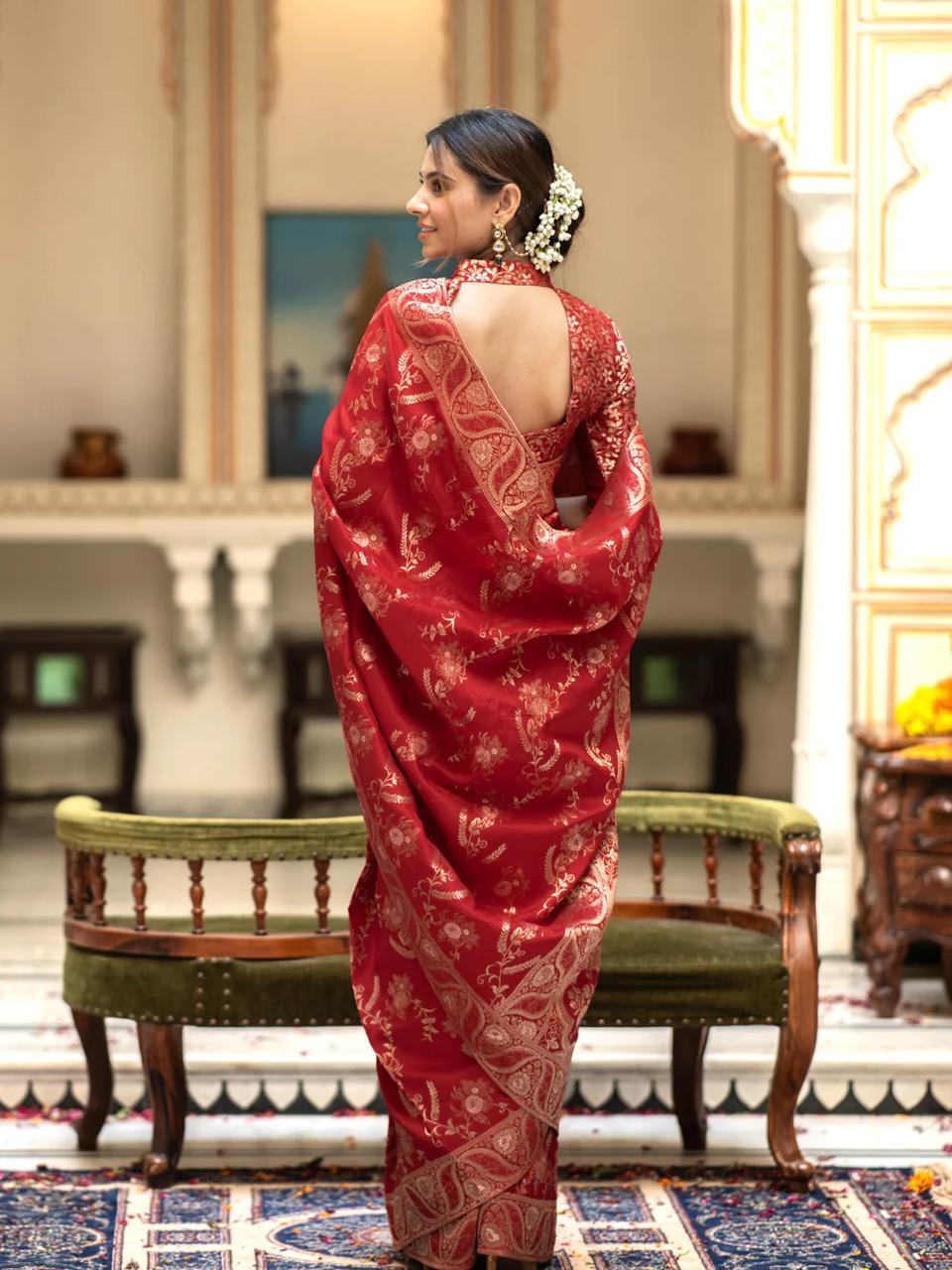 MC 618 RED kanjivaram silk saree collection