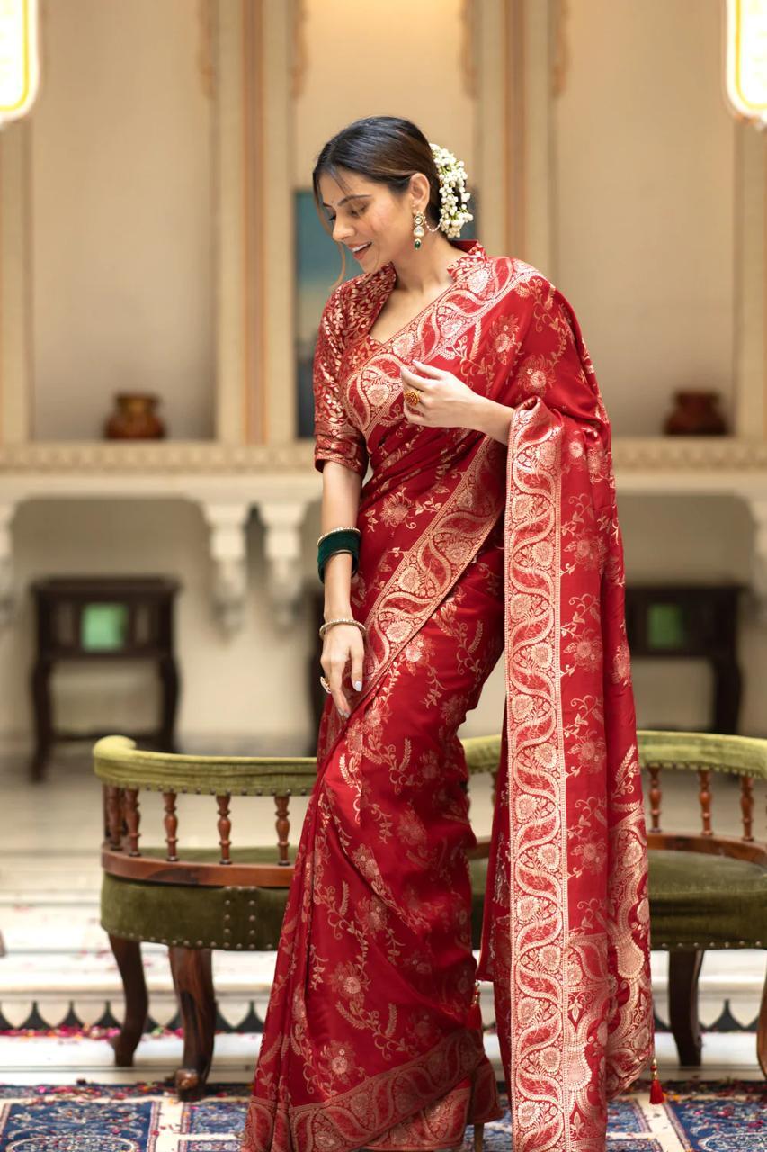 MC 618 RED kanjivaram silk saree collection