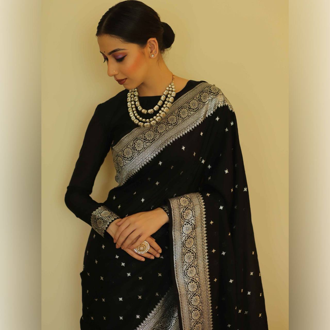 MC 621 BLACK kanjivaram silk saree collection