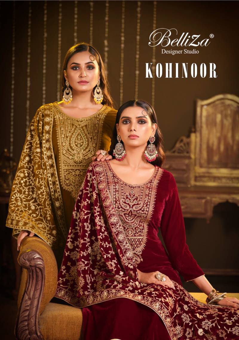 Belliza Kohinoor 815 Velvet Embroidery Salwar Kameez Collection