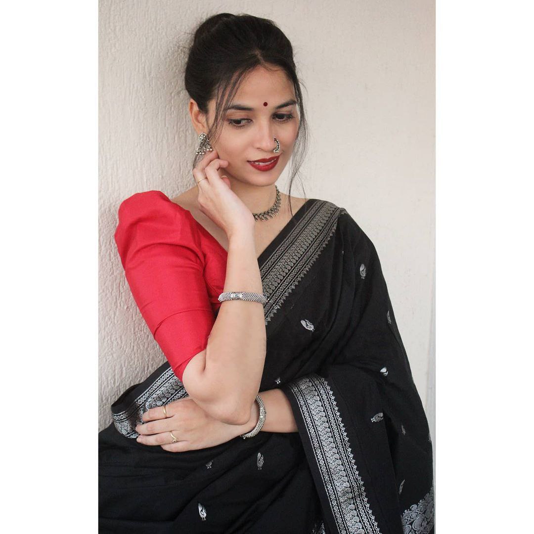 MC 631 S-BLACK kanjivaram silk saree collection