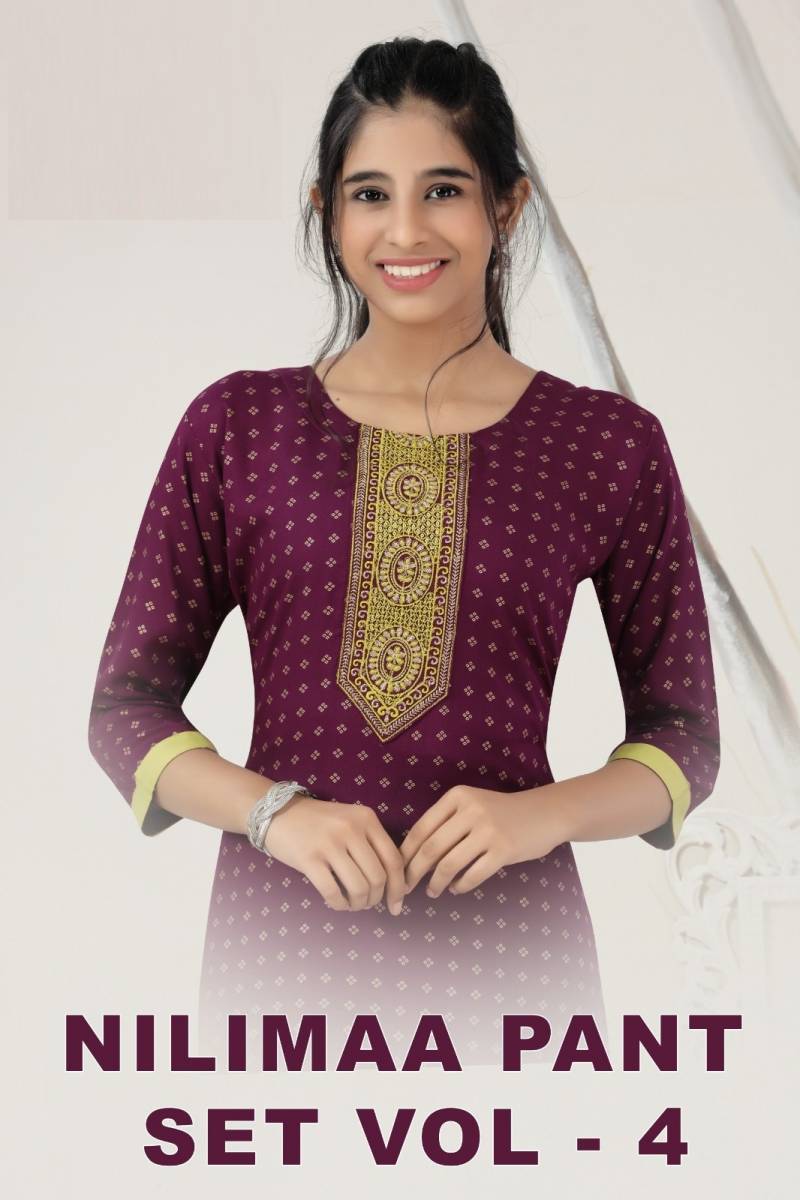 Nilimaa Pant Set Vol 4 Rayon Printed Kurti Collection
