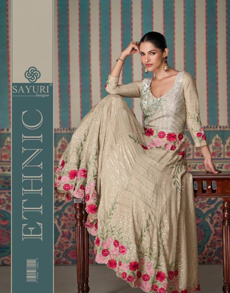Sayuri Ethnic Chinon Silk Designer Gown Collection