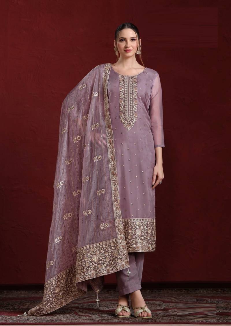 Vipul Aviva Organza Embroidered Salwar Suits Collection
