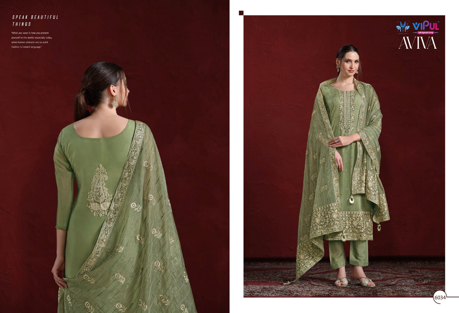 Vipul Aviva Organza Embroidered Salwar Suits Collection