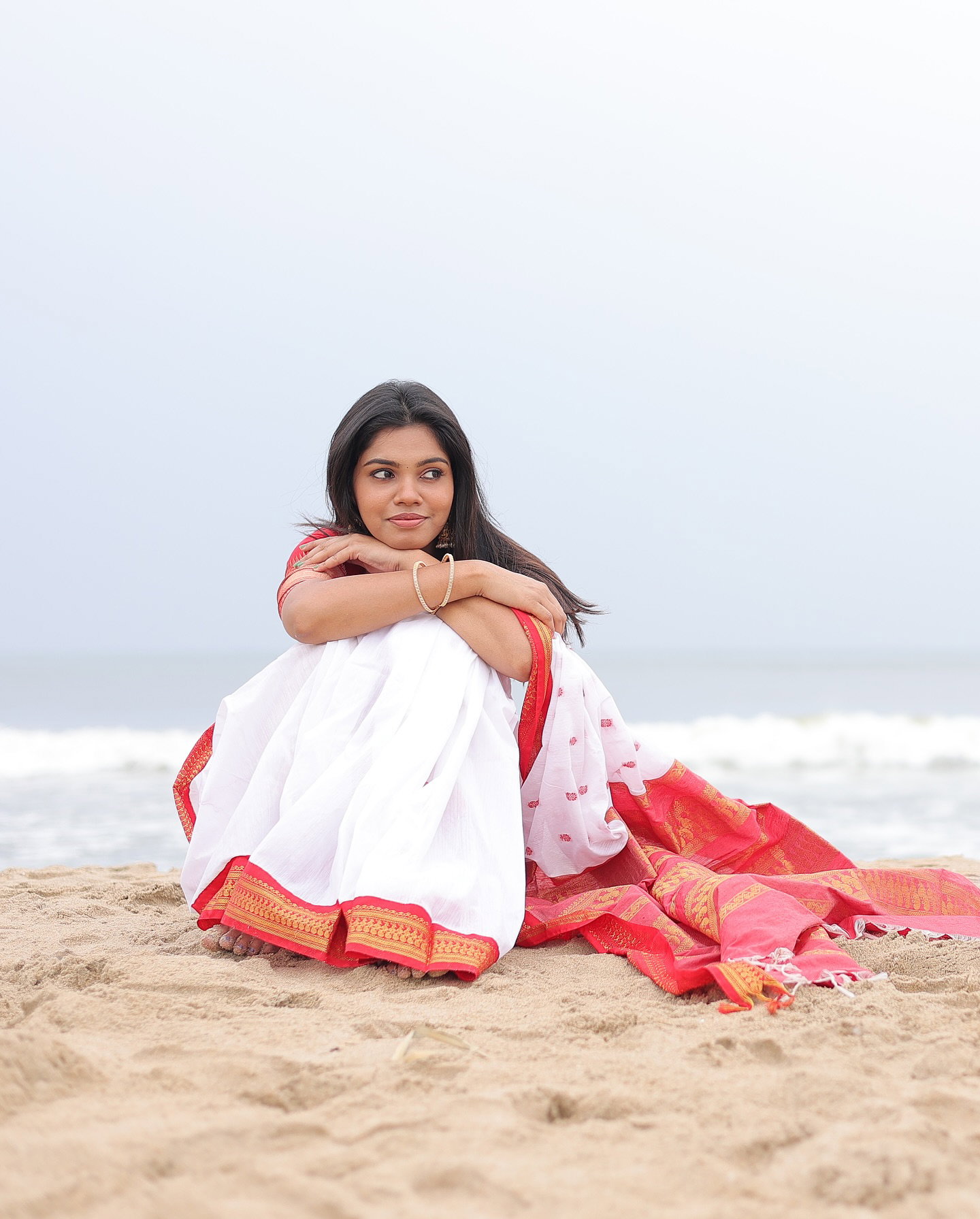 MC 635 RED-WHITE kanjivaram silk saree collection