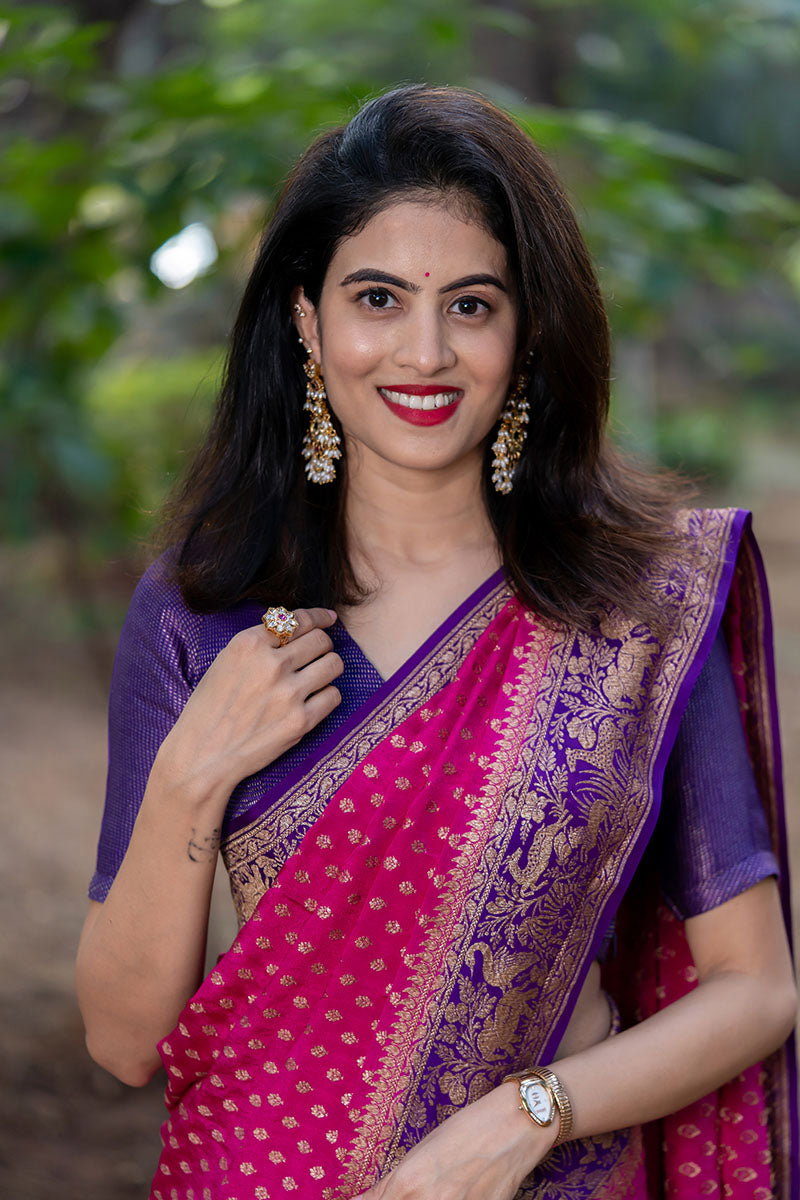 MC 638 PINK-BLUE kanjivaram silk saree collection