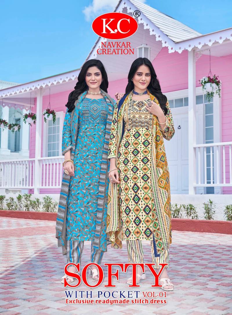 Kc Softy 1 Cotton Printed Kurti Bottom With Dupatta