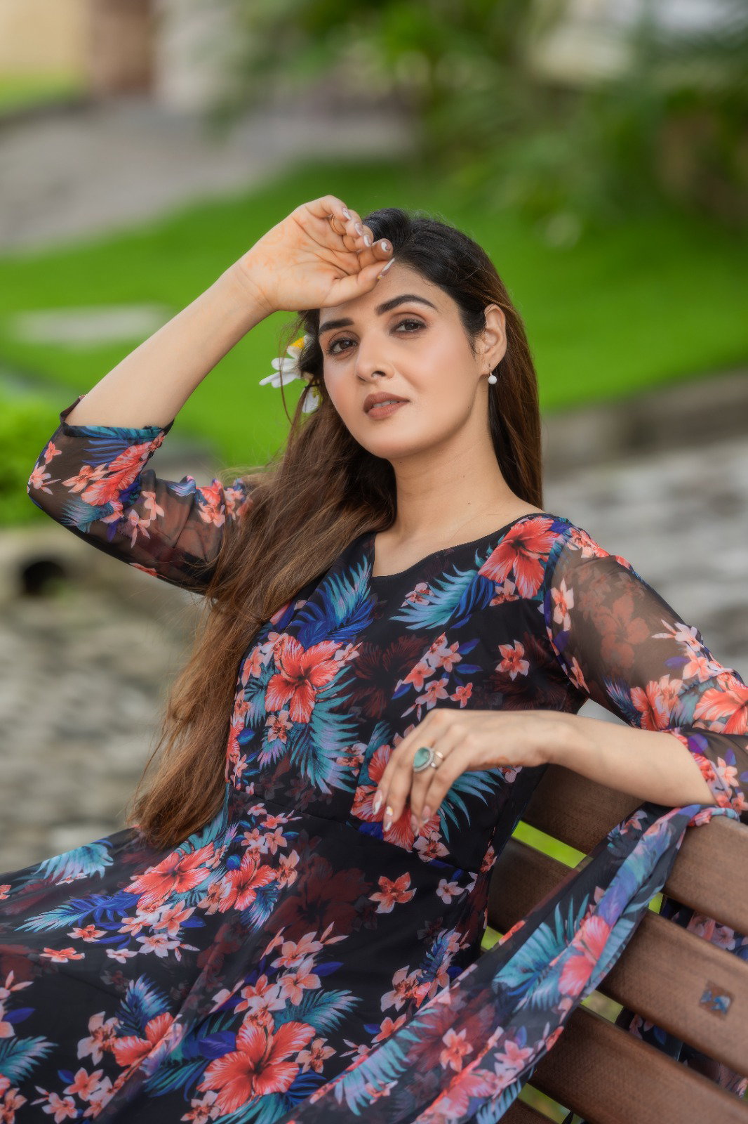 NK 6113 Georgette Printed Gown With Dupatta Collection