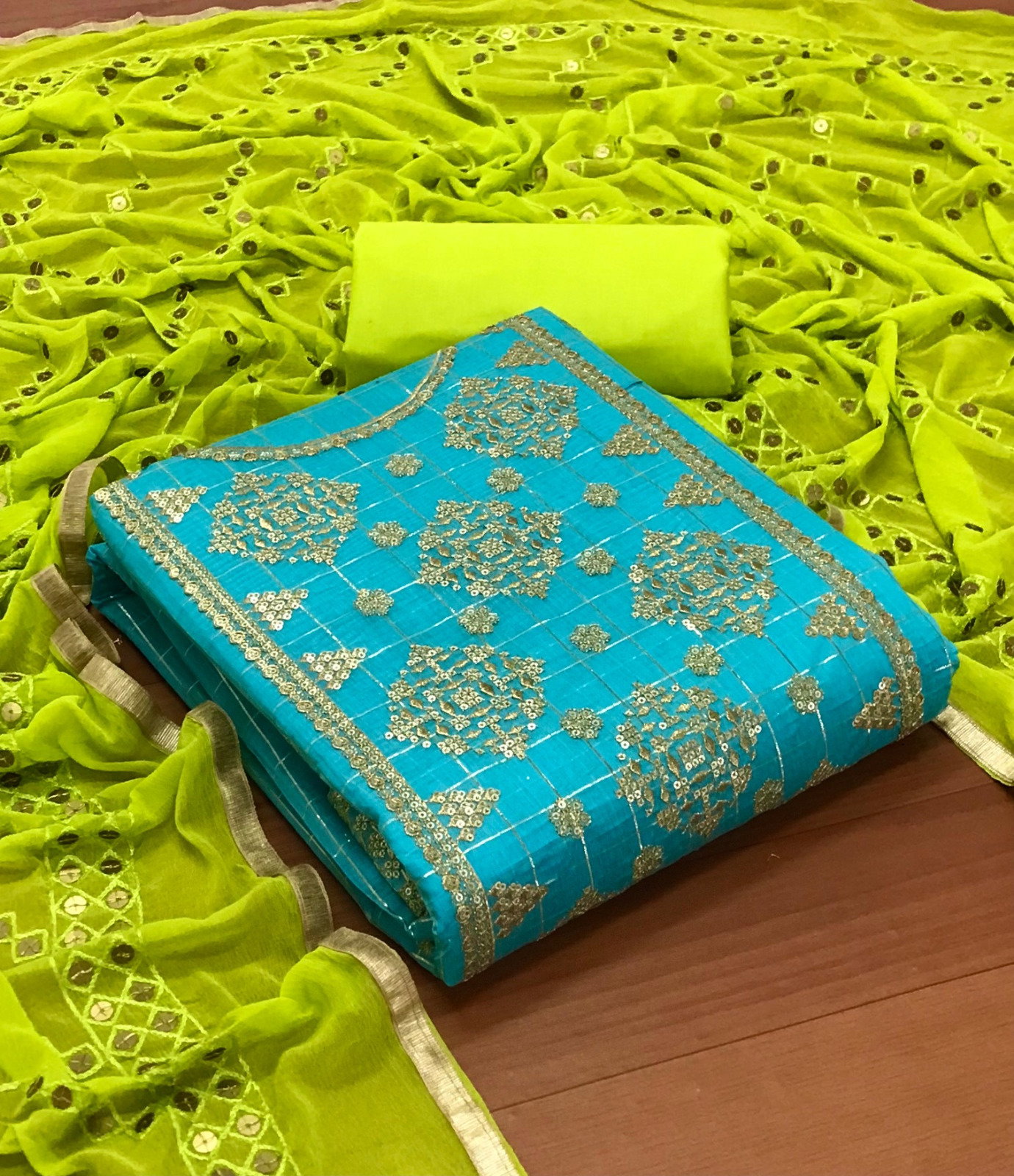 Chanderi Modal Chex 01 Fancy Dress Material Collection