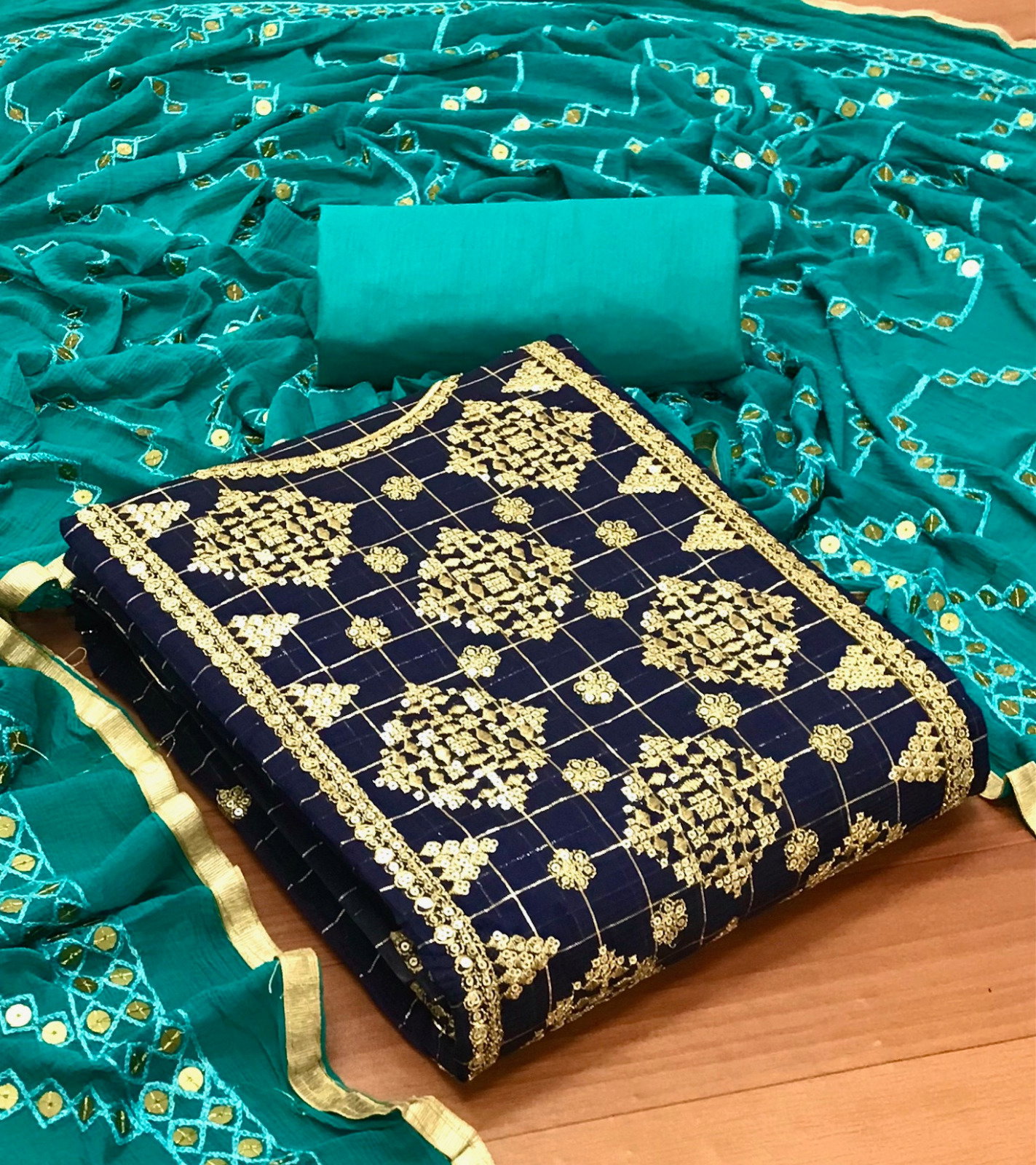 Chanderi Modal Chex 01 Fancy Dress Material Collection