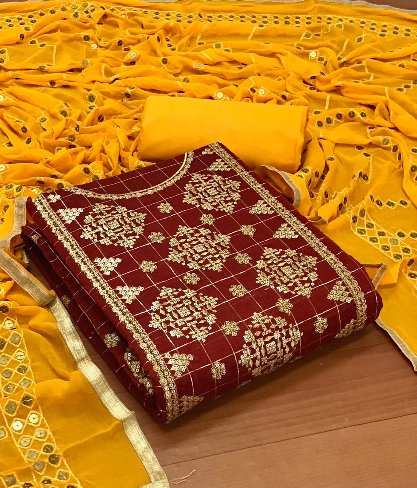 Chanderi Modal Chex 01 Fancy Dress Material Collection