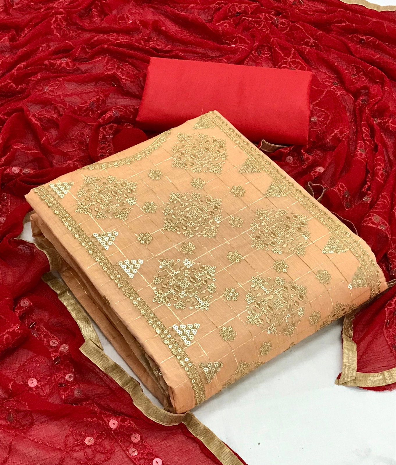 Chanderi Modal Chex 01 Fancy Dress Material Collection