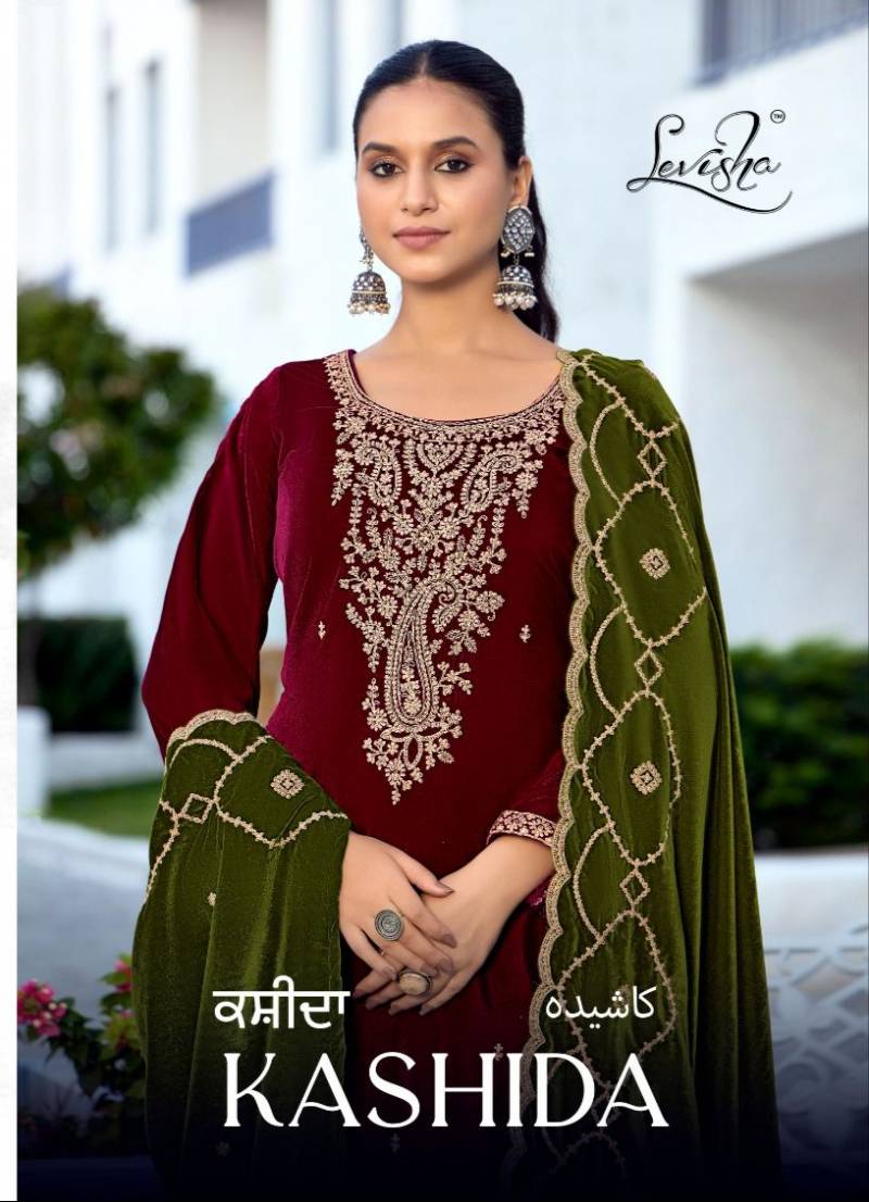 Levisha Kashida Velvet Designer Salwar Kameez Collection