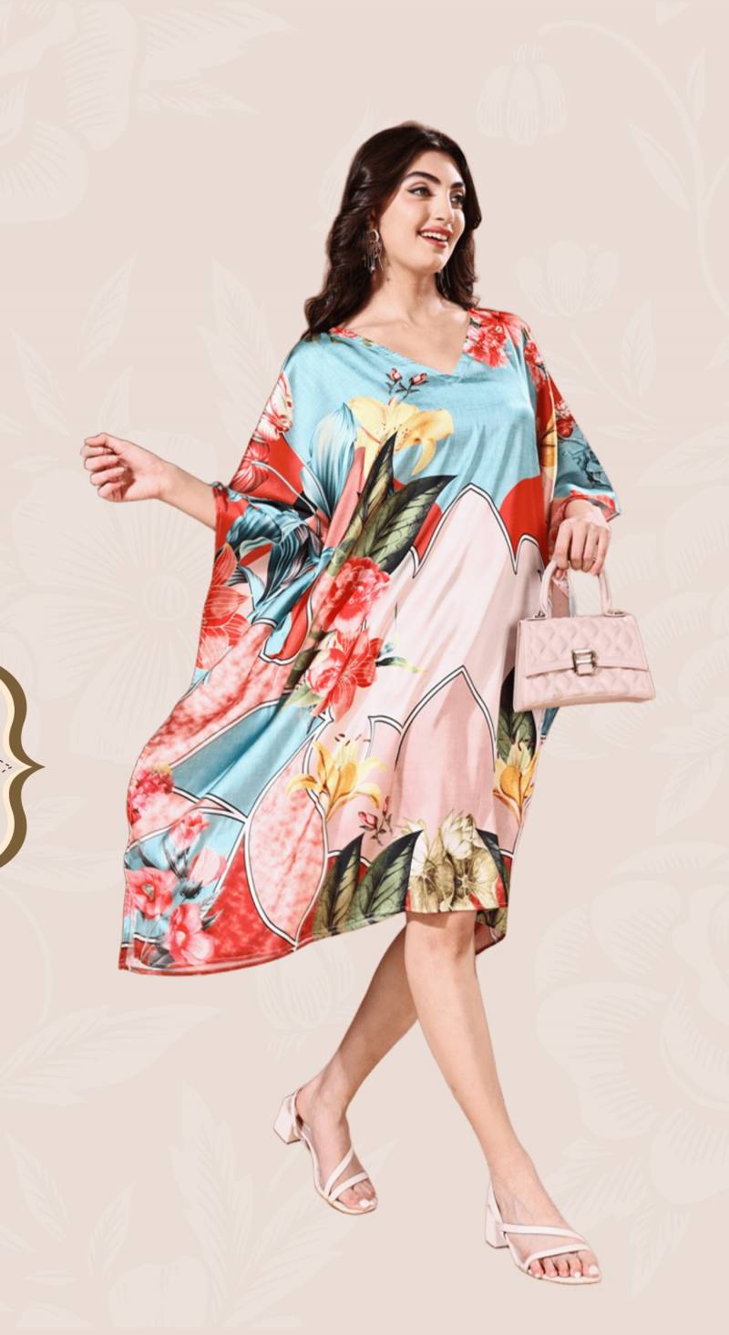 Hkf Nirvana Vol 1 Kaftan Soft Satin Casual Wear Collection