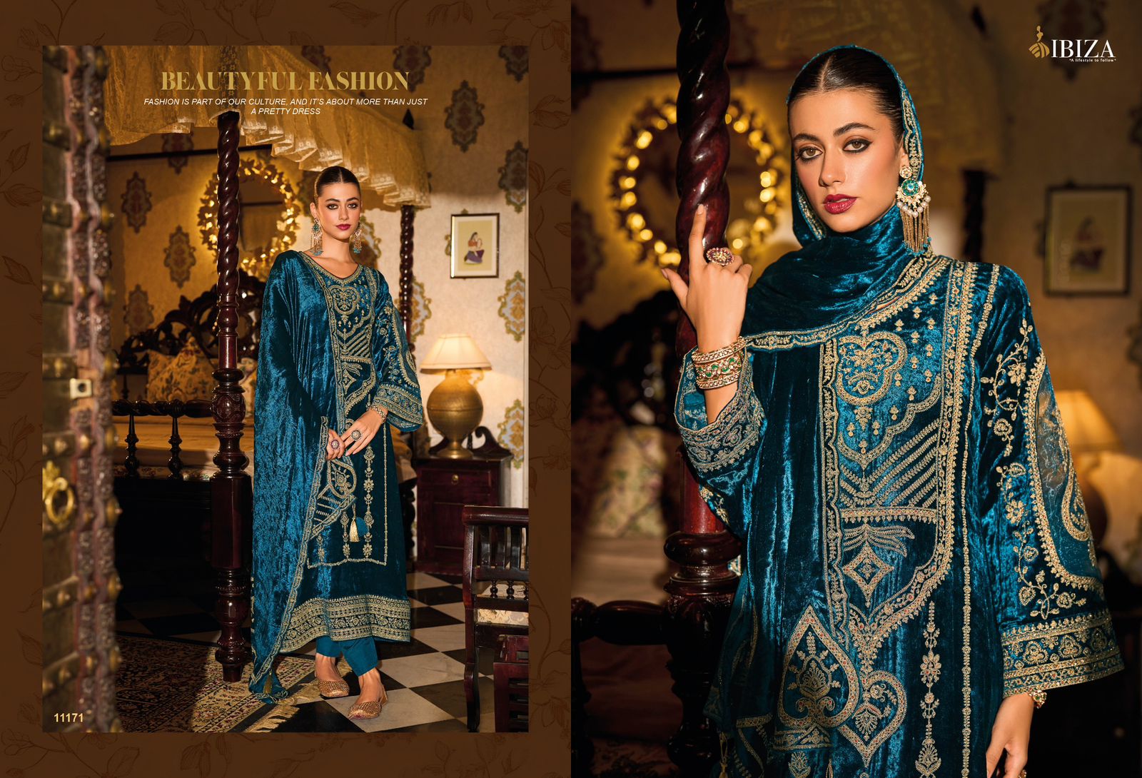 Ibiza Deepika Velvet Embroidered Salwar Kameez Collection