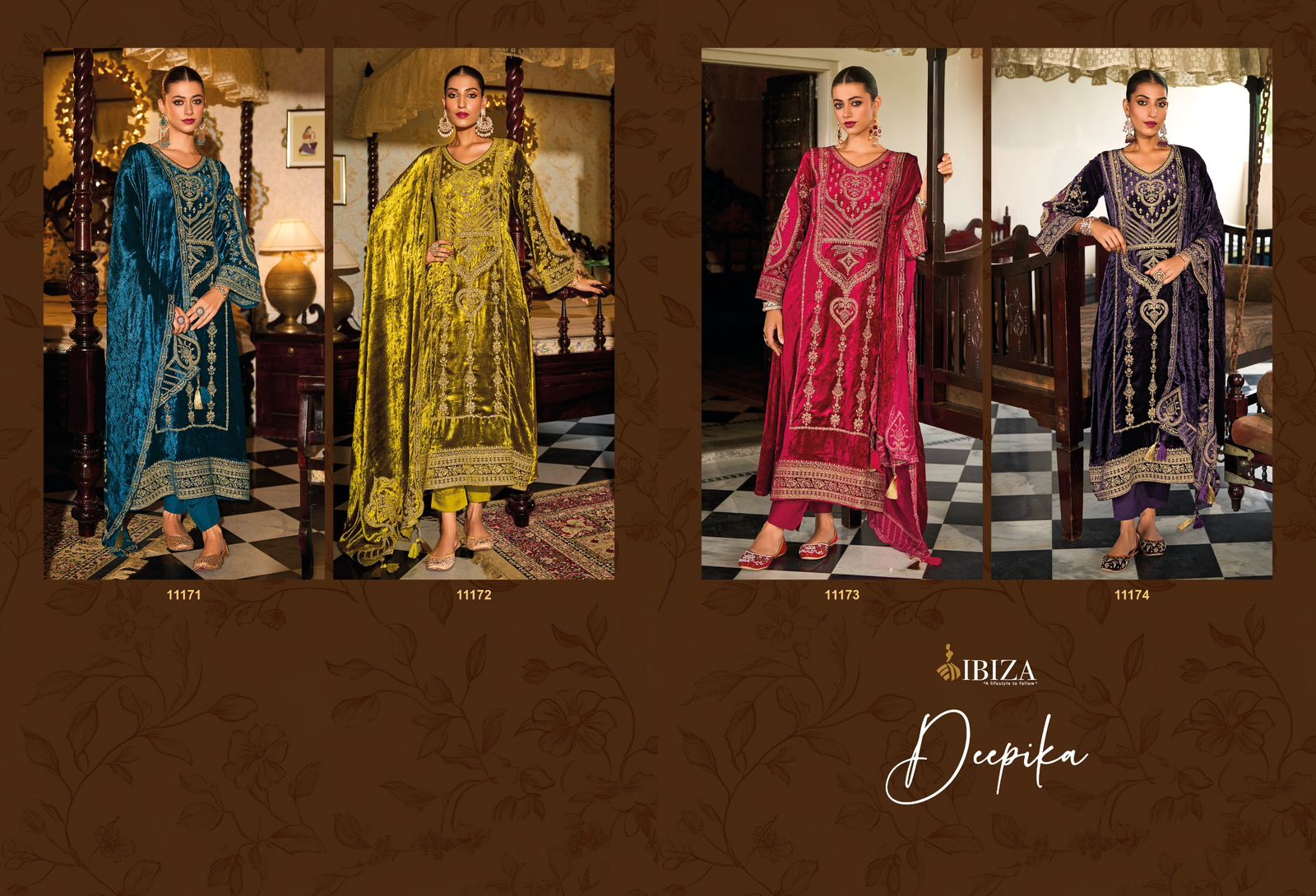 Ibiza Deepika Velvet Embroidered Salwar Kameez Collection
