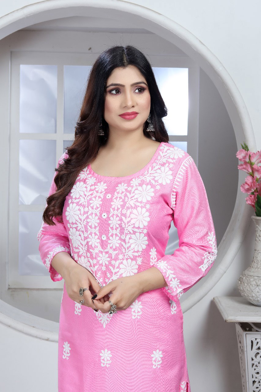Rasili Nx Sui Dhaga Rayon Chikankari Kurti Pant Collection