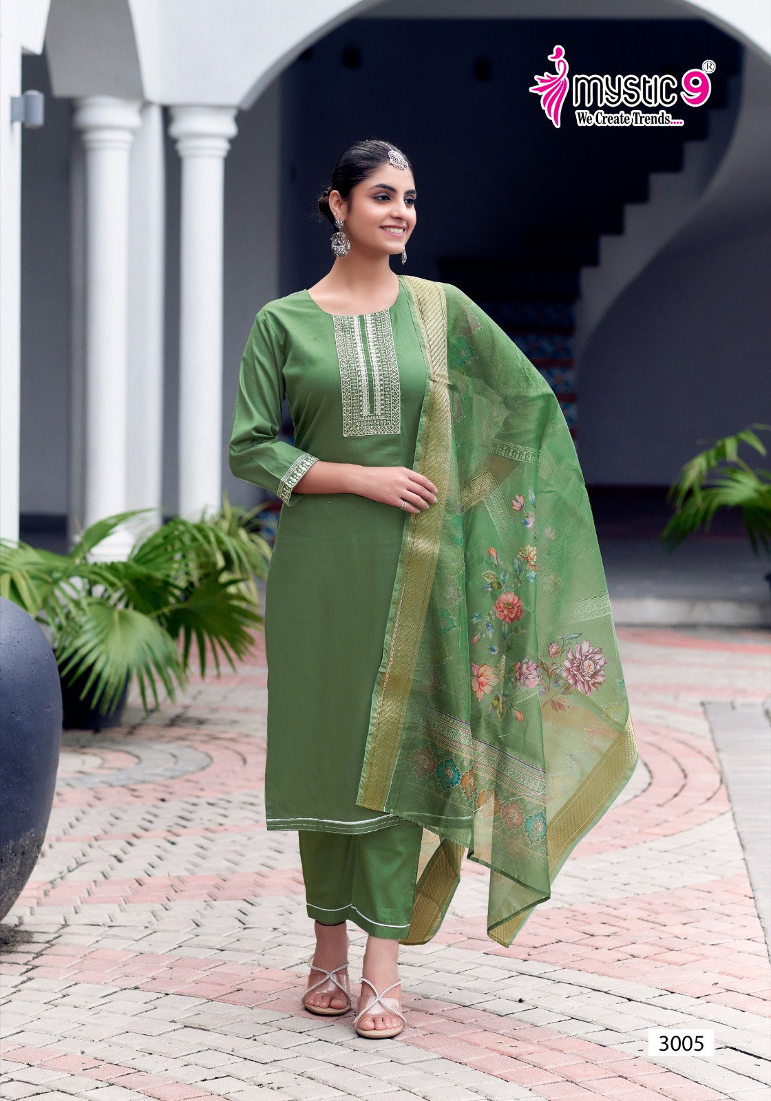 Mystic 9 Rich Gold Vol 3 Cotton Kurti Bottom With Dupatta