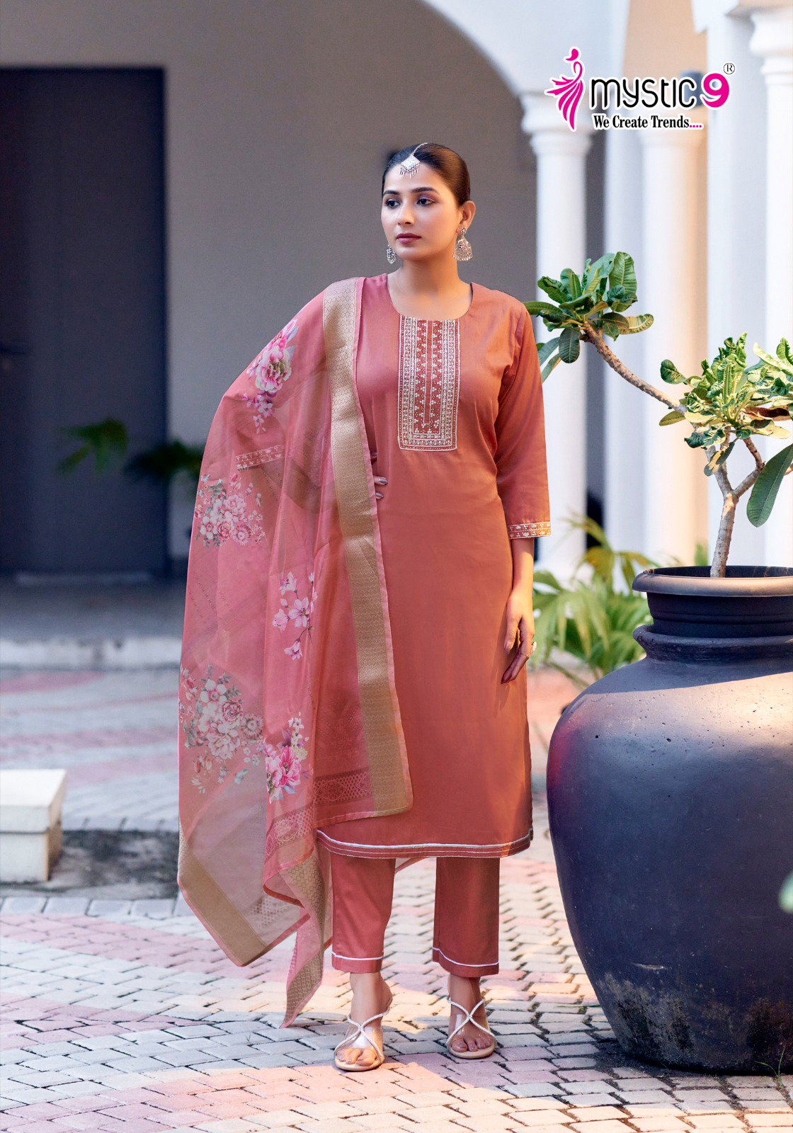 Mystic 9 Rich Gold Vol 3 Cotton Kurti Bottom With Dupatta
